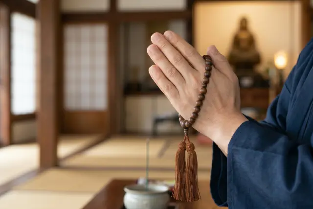略式数珠の持ち方