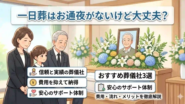 一日葬はお通夜がないけど大丈夫？おすすめ葬儀社3選