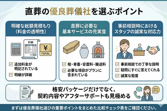 直葬の優良葬儀社を選ぶポイント
