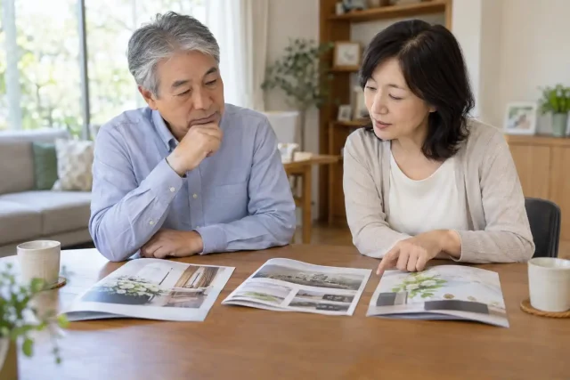 3つの選択肢を比較検討している家族のイメージ