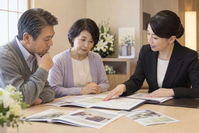 ベルコの互助会の契約内容を確認する家族のイメージ